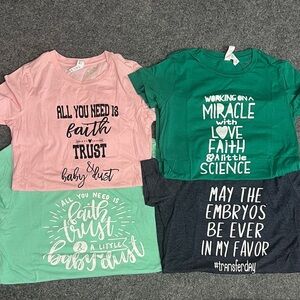 Assorted Graphic T-Shirts - Pink, Green, Gray